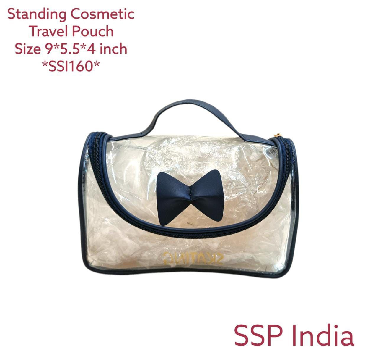 SHREE SHYAM PRODUCTS HANDY TRANSPARENT COSMETIC POUCH TIE BOW