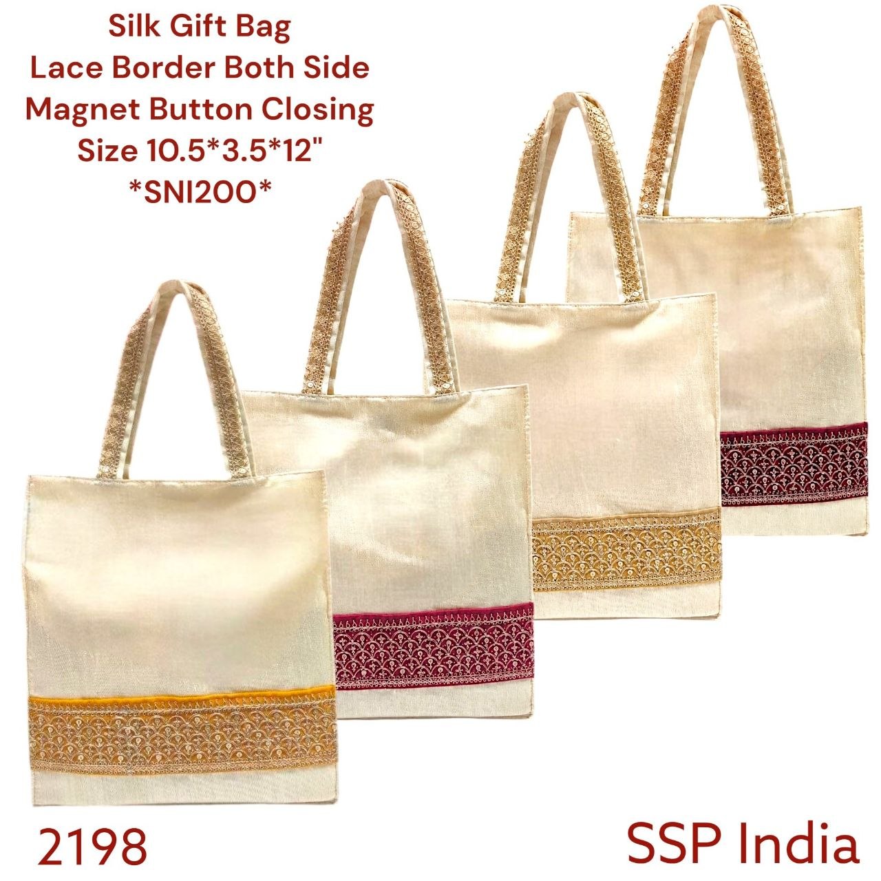 SHREE SHYAM PRODUCTS PLAIN SILK GIFT BAGS WITH DESIGNER LACE