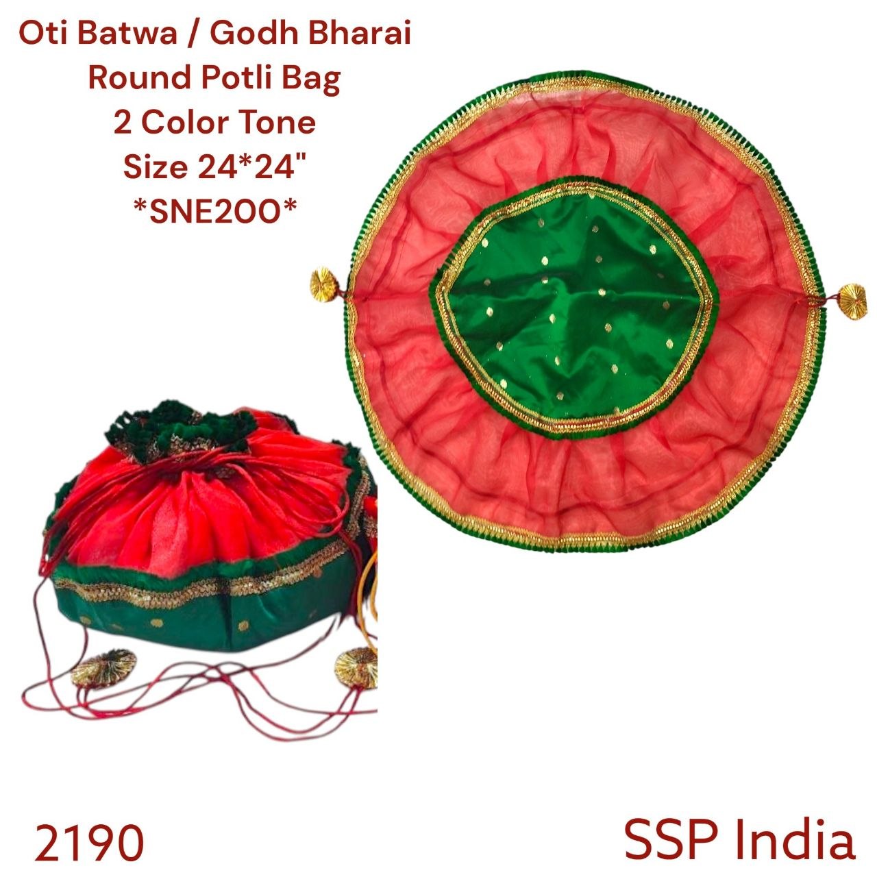 SHREE SHYAM PRODUCTS 2 TONE TISSUE SILK JHOL POTLI