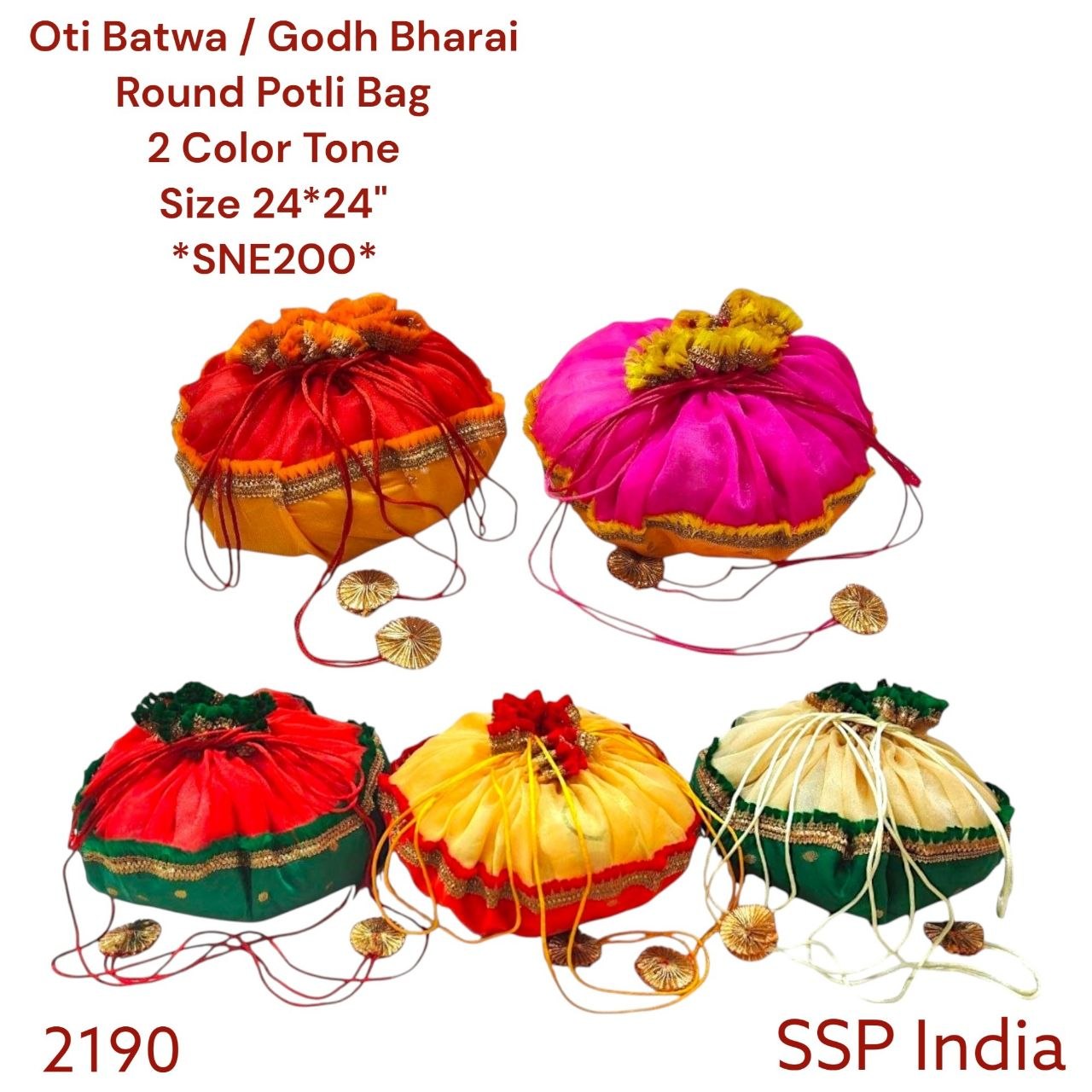 SHREE SHYAM PRODUCTS 2 TONE TISSUE SILK JHOL POTLI