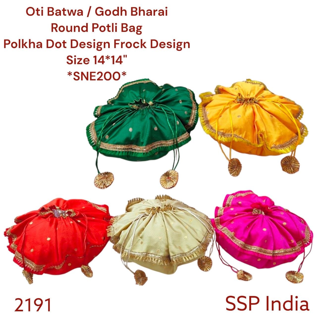 SHREE SHYAM PRODUCT POLKA DESIGN SILK JHOL POTLI