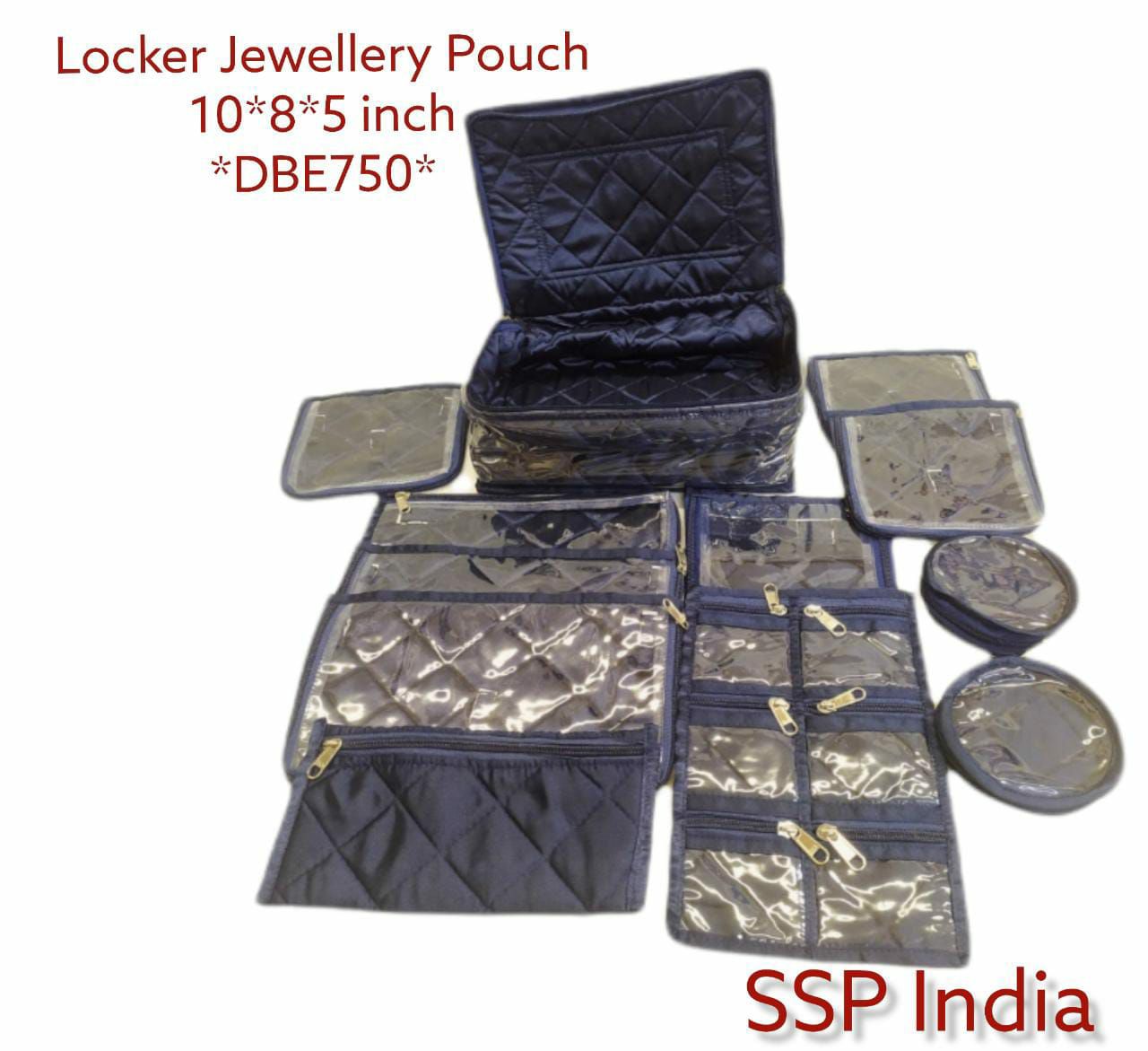 SHREE SHYAM PRODUCTS 12 POCKET SATIN JEWELLERY LOCKER POUCH