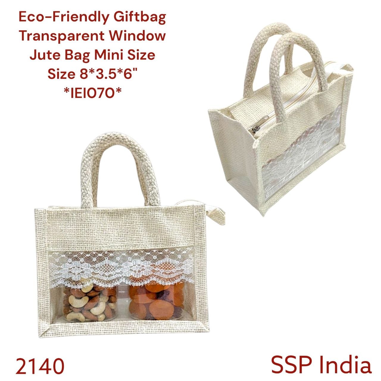 SHREE SHYAM PRODUCTS 6*8 JUTE BAGS TRANSPARENT LACE BAGS