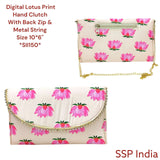 LOTUS PRINT SLING HAND CLUTCH