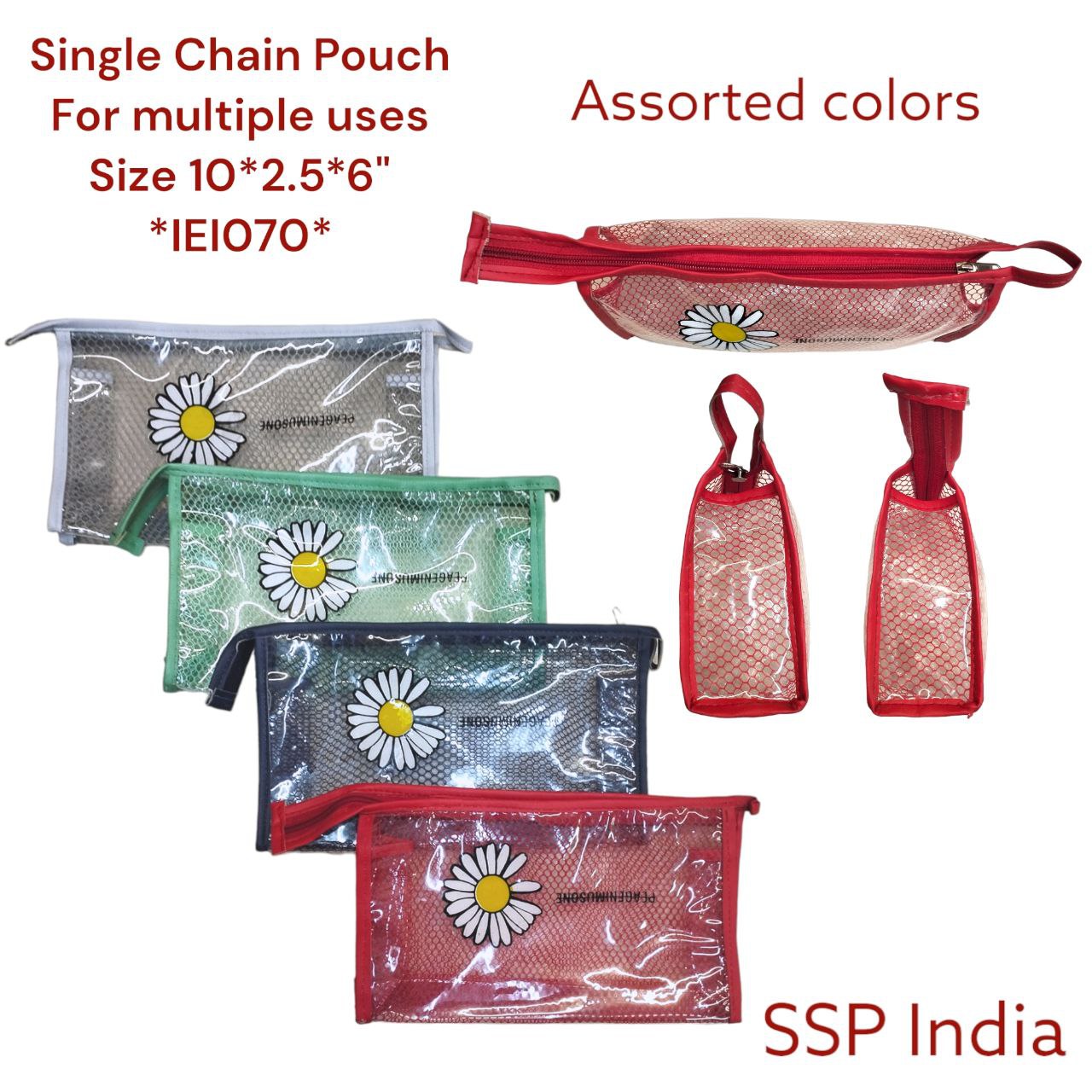 SHREE SHYAM PRODUCTS SINGLE CHAIN TRANSPARENT TRAVEL POUCH SUNFLOWER