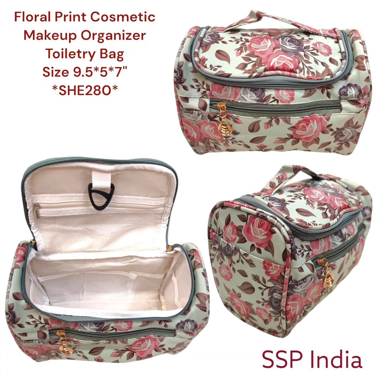 SHREE SHYAM PRODUCTS FLORAL PRINT COSMETIC POUCH HANGING