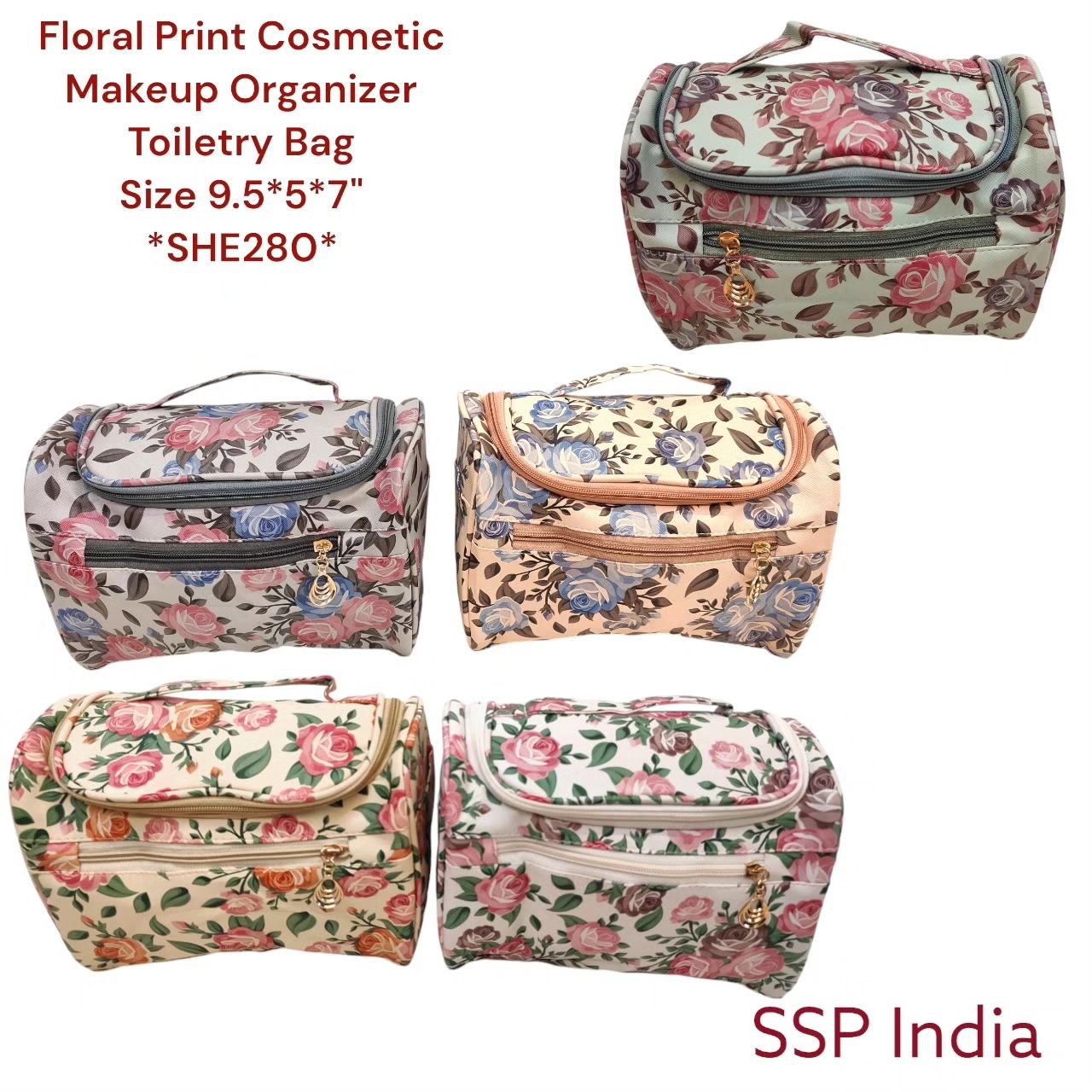 SHREE SHYAM PRODUCTS FLORAL PRINT COSMETIC POUCH HANGING