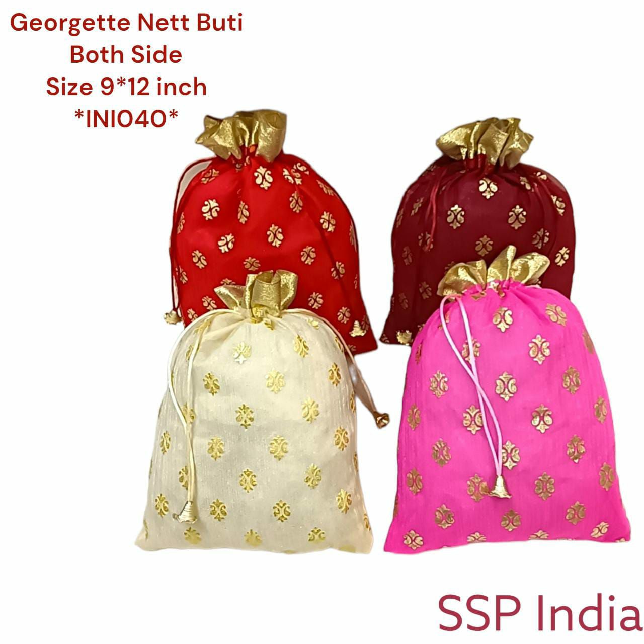SHREE SHYAM PRODUCTS 9*12 NETT FOIL BUTA POTLI