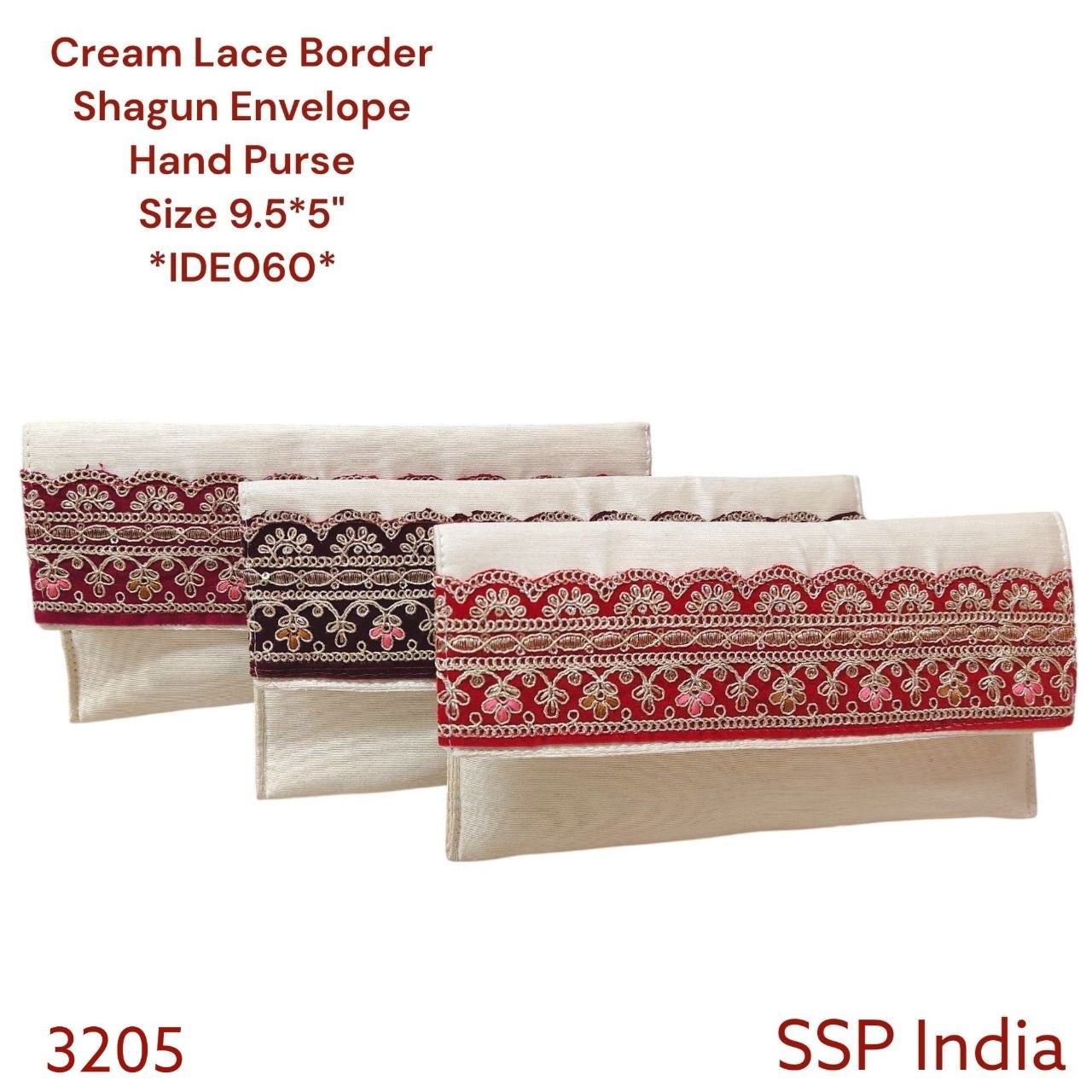 SHREE SHYAM PRODUCTS LACE BORDER SILK SHAGUN ENVELOPE