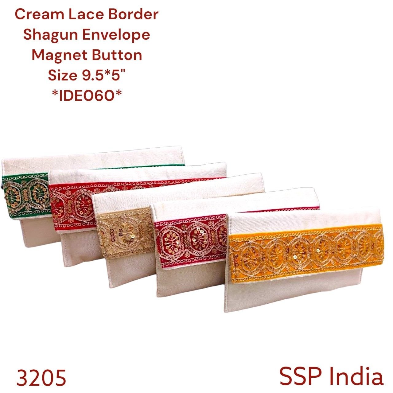 SHREE SHYAM PRODUCTS LACE BORDER SILK SHAGUN ENVELOPE