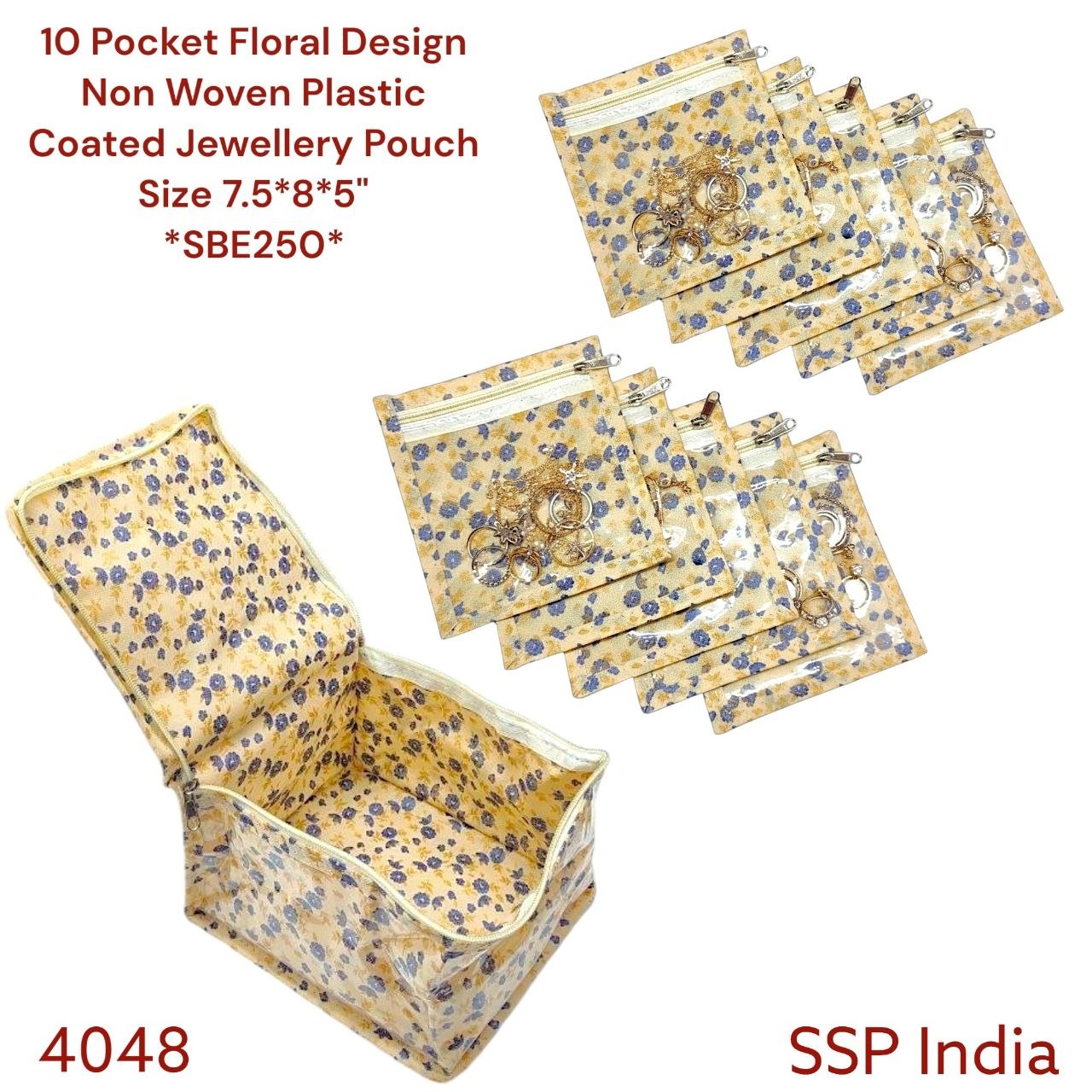 SHREE SHYAM PRODUCTS 10 POCKET JEWELLERY POUCH FLORAL PRINT