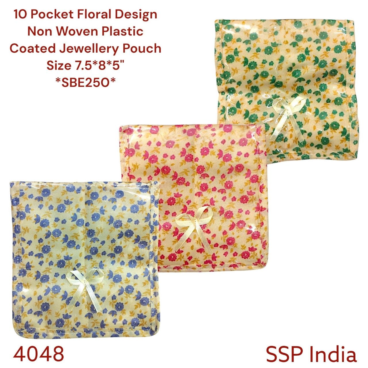 SHREE SHYAM PRODUCTS 10 POCKET JEWELLERY POUCH FLORAL PRINT