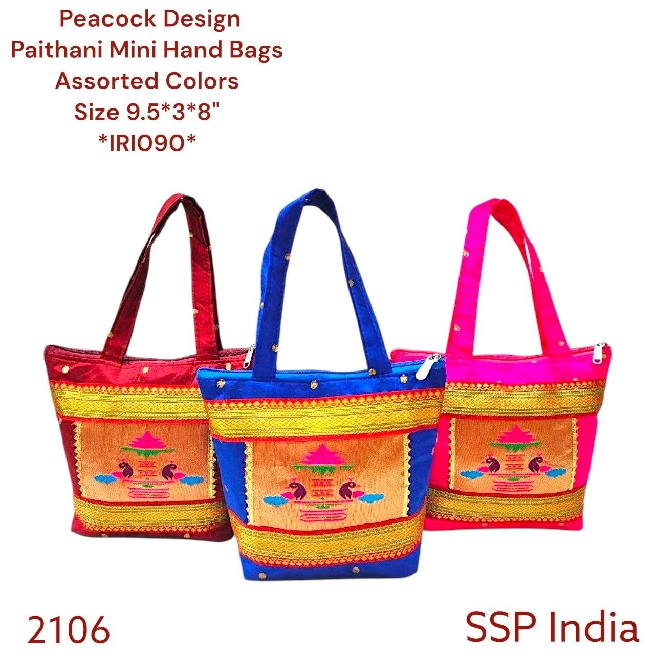 SHREE SHYAM PRODUCTS PEACOCK DESIGN PAITHANI MINI HAND BAG
