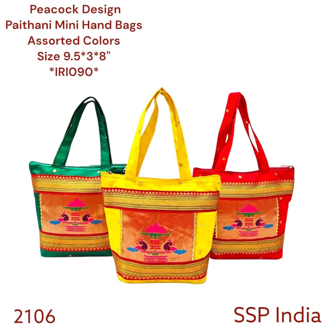 SHREE SHYAM PRODUCTS PEACOCK DESIGN PAITHANI MINI HAND BAG