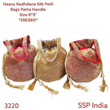 SHREE SHYAM PRODUCTS HEAVY CUTDANA HANDWORK SILK POTLI BAG