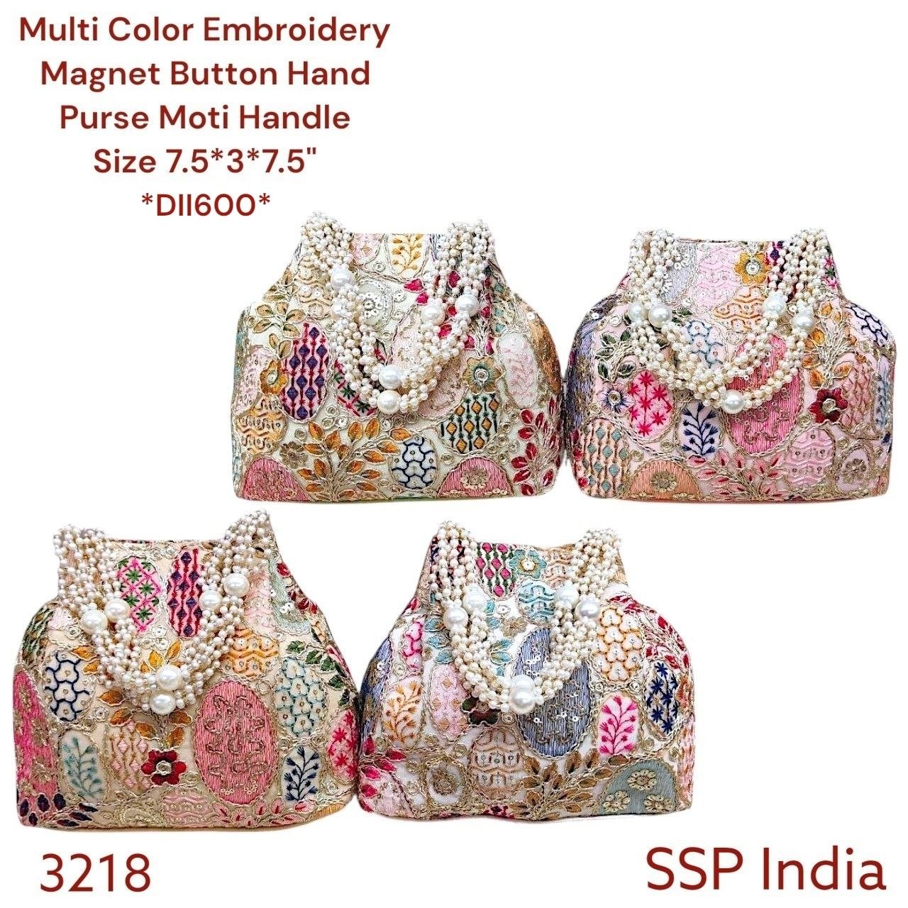 SHREE SHYAM PRODUCTS MULTI COLOR EMB MAGNET BUTTON HAND PURSE