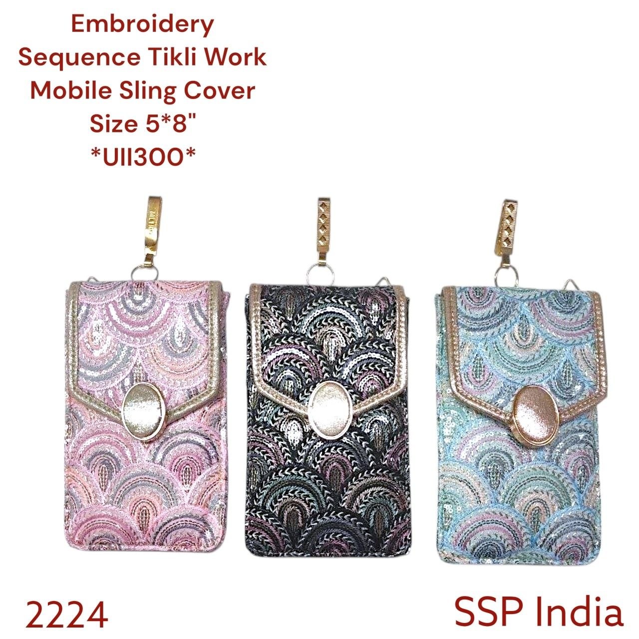 SHREE SHYAM PRODUCTSEMBROIDERY SEQUENCE TIKLI WORK MOBILE SLING COVER