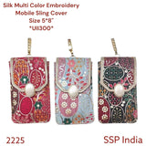 SHREE SHYAM PRODUCTSSILK MULTI COLOR EMBROIDERY MOBILE SLING COVER