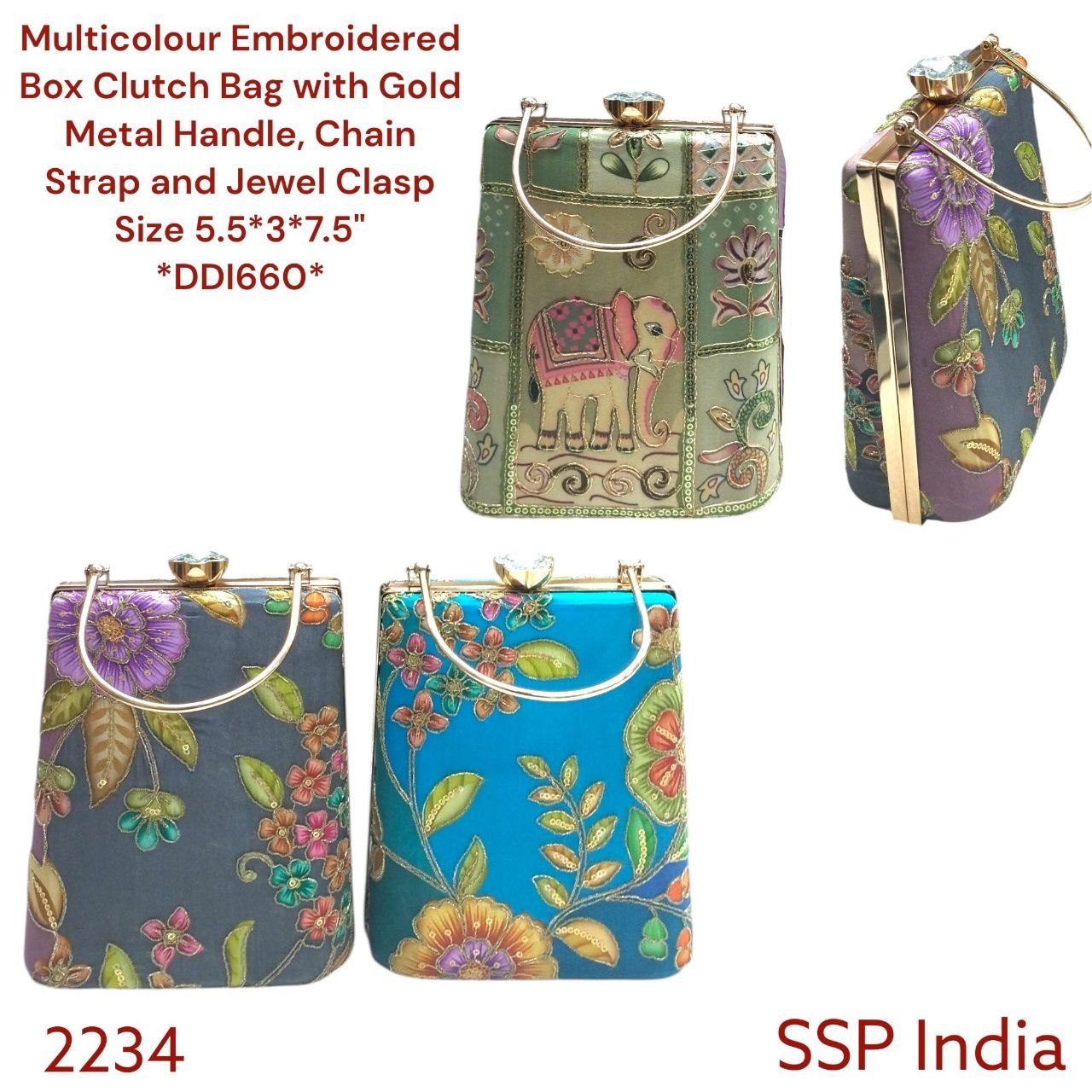 VERTICAL DESIGN FRAME BOX CLUTCH SILK DESIGN