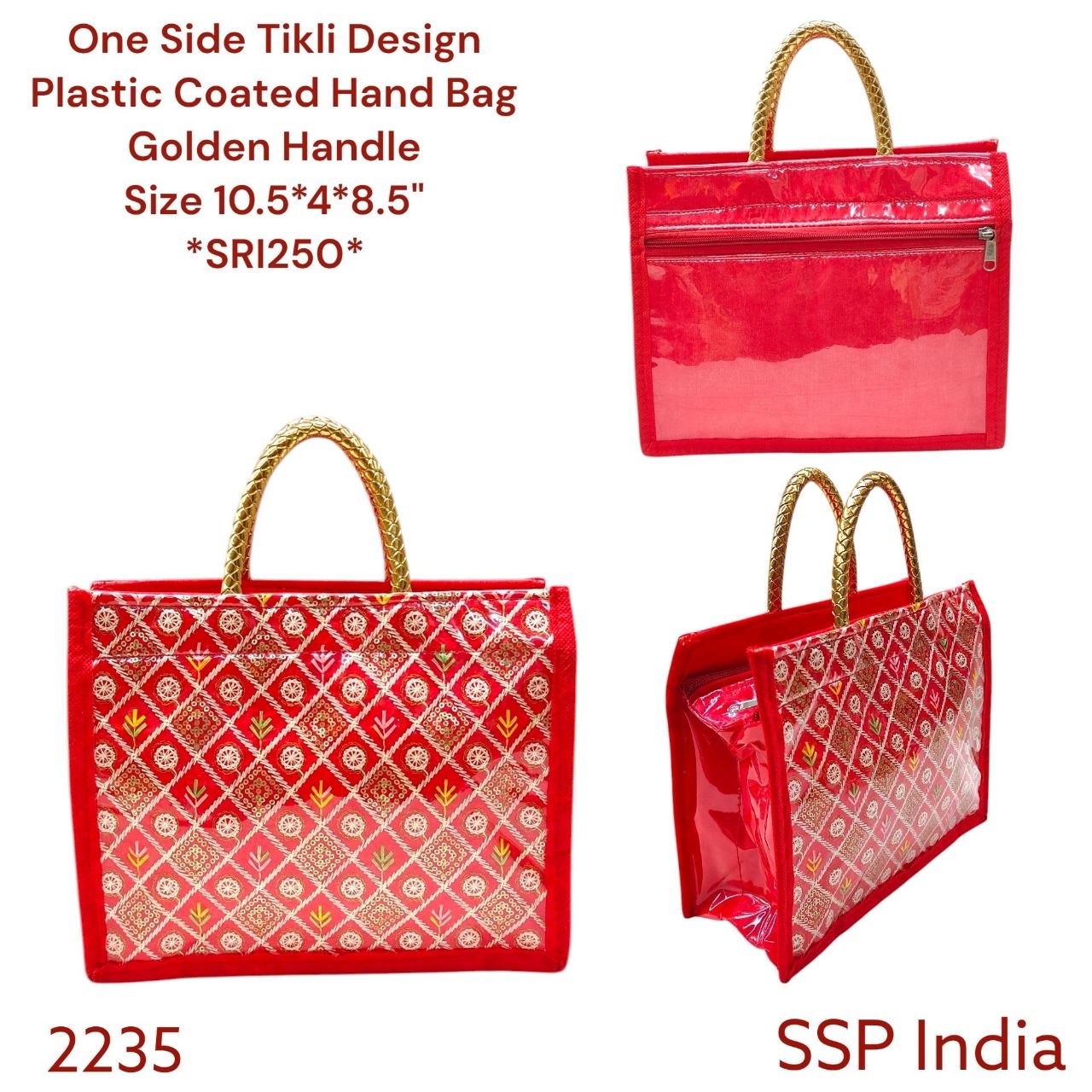 ONE SIDE EMBROIDERY PLASTIC COATED POOJA BAGS