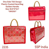 ONE SIDE EMBROIDERY PLASTIC COATED POOJA BAGS
