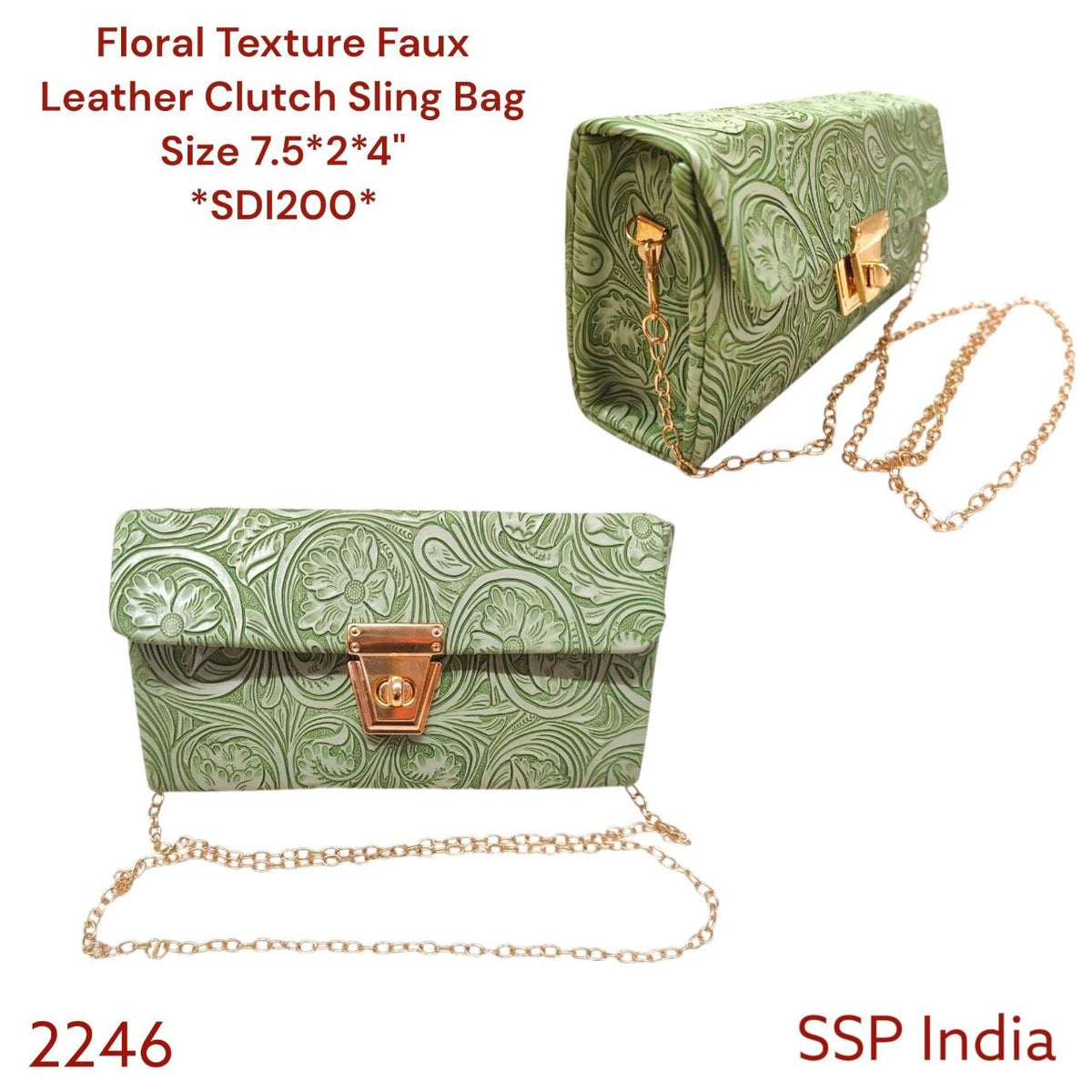 SHREE SHYAM PRODUCTS TEXTURE FLORAL DESIGN LEATHER BOX SLING BAG