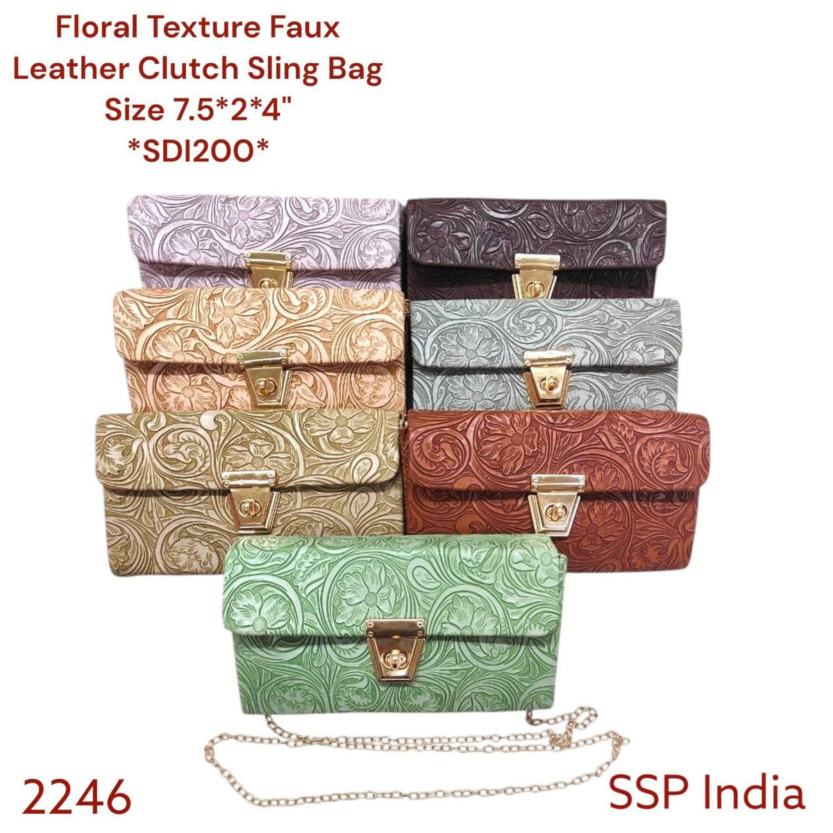SHREE SHYAM PRODUCTS TEXTURE FLORAL DESIGN LEATHER BOX SLING BAG