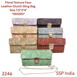 SHREE SHYAM PRODUCTS TEXTURE FLORAL DESIGN LEATHER BOX SLING BAG