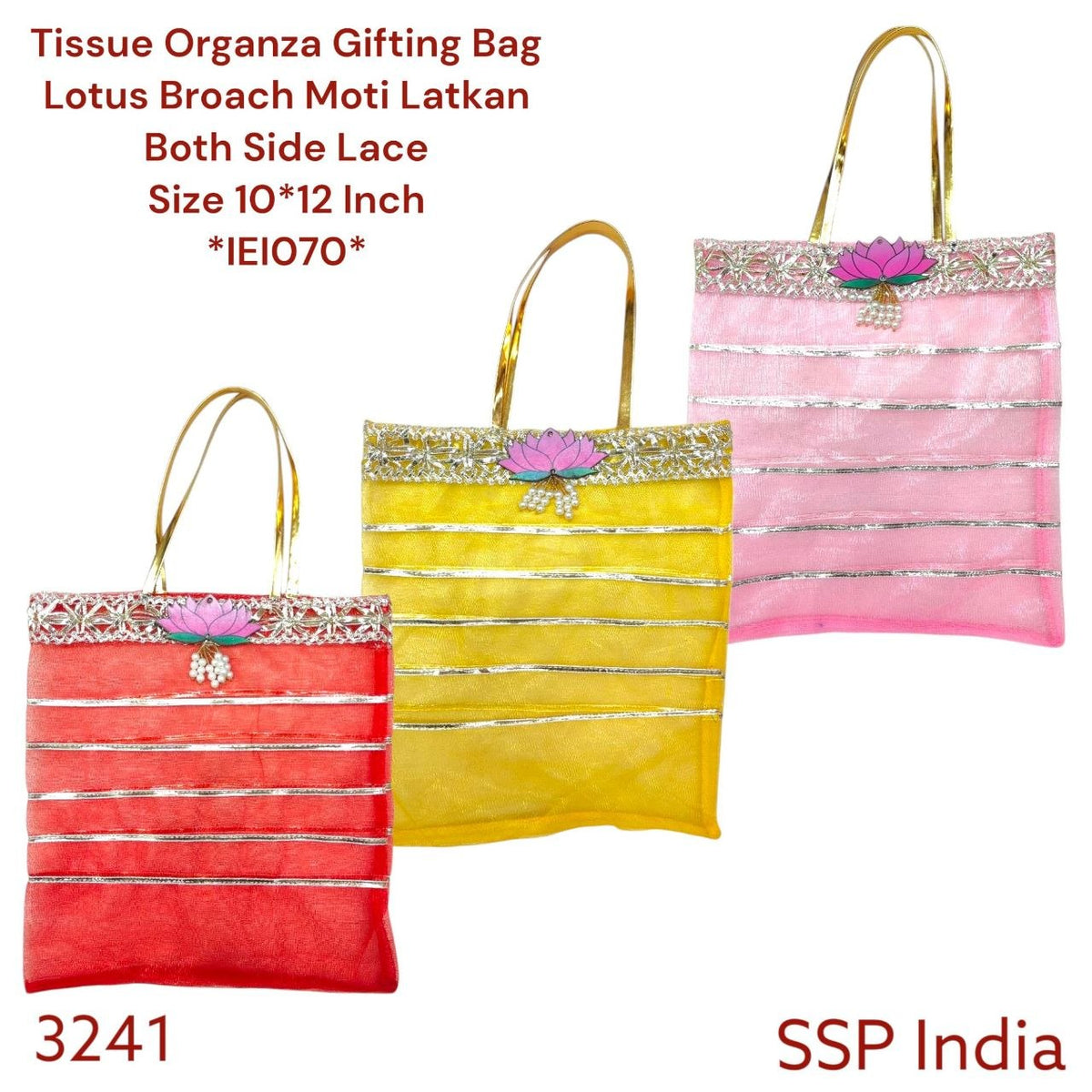SHREE SHYAM PRODUCTS 10*12 TISSUE FABRIC REEL LACE GIFT BAG
