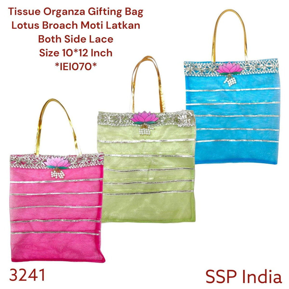 SHREE SHYAM PRODUCTS 10*12 TISSUE FABRIC REEL LACE GIFT BAG
