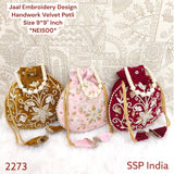 SHREE SHYAM PRODUCTS JAAL HANDWORK DESIGNER VELVET POTLI KRR