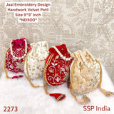 SHREE SHYAM PRODUCTS JAAL HANDWORK DESIGNER VELVET POTLI KRR